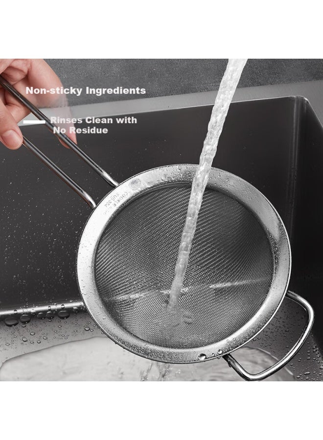 COOKER KING Chuidahuang, Full 304 Stainless Steel Mesh Strainer 28 Mesh, Fine Mesh Strainer, Flour Sieve, Colander, Medium Size - Image 3