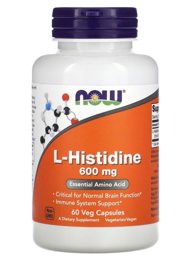 now L-Histidine 600 mg 60 Veg Capsules