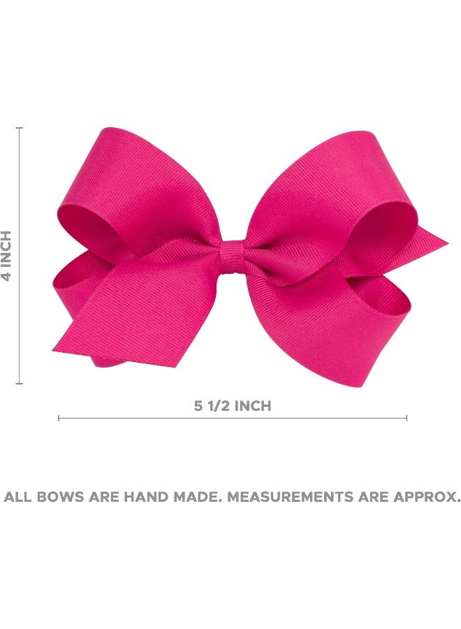 Wee Ones Girls' Plain Wrap Classic Grosgrain Hair Bows on a WeeStay No-Slip Hair Clip, Handmade, Large, Watermelon - Image 5