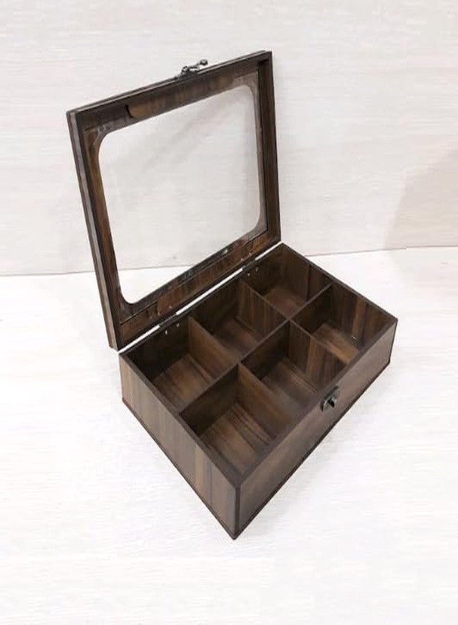 MeeCraft Wooden Tie Box, Multipurpose Organizer with Lock, Display Case, 30x20x7cm, Rosewood. - Image 4