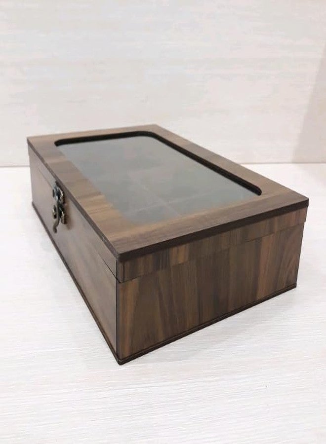 MeeCraft Wooden Tie Box, Multipurpose Organizer with Lock, Display Case, 30x20x7cm, Rosewood. - Image 3