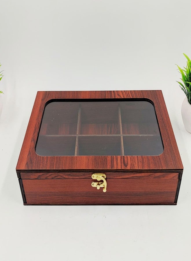 MeeCraft Wooden Tie Box, Multipurpose Organizer with Lock, Display Case, 30x20x7cm, Rosewood. - Image 2