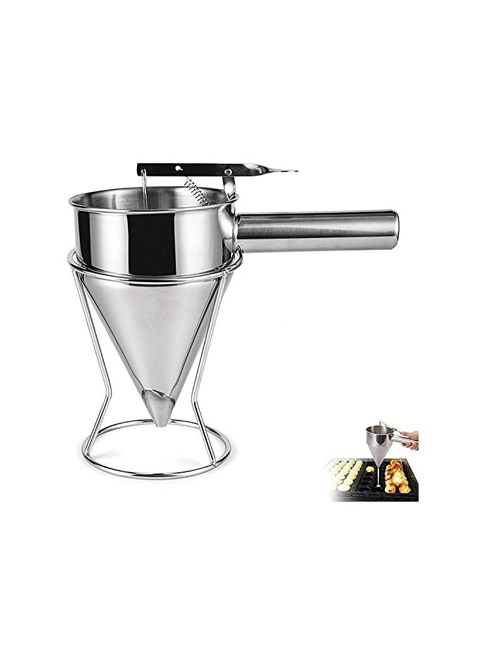 erorex Stainless Steel Donut, Cupcake Batter Dispenser Funnel (Silver)  - Image 1