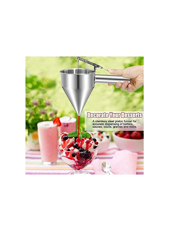 erorex Stainless Steel Donut, Cupcake Batter Dispenser Funnel (Silver)  - Image 2