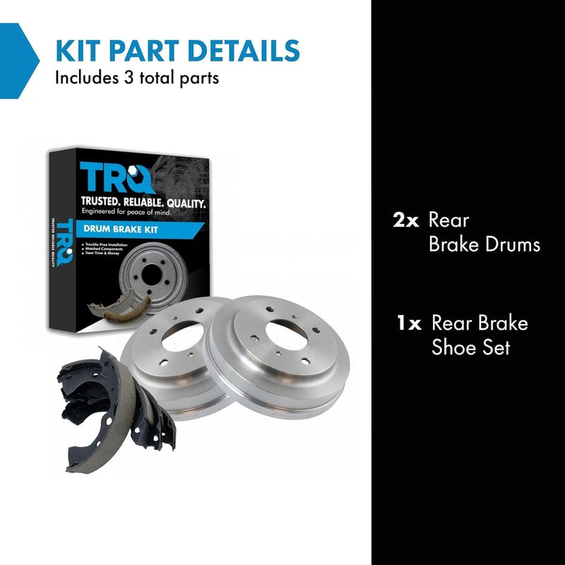 TRQ Brake Drums & Shoes Rear Kit Compatible with 01-06 Nissan Sentra - Image 2
