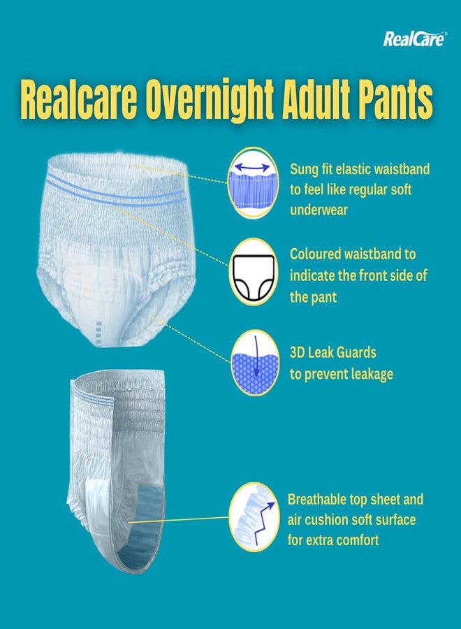 Realcare Overnight Adult Pull Ups (Pant Style) with Odour Control, Leak Proof, Soft Waist Panel & Anti-Bacterial Absorbent Core. Size - XL (86-160 cms, 34-63 Inch) Pack of 1 (10 counts) - Image 5