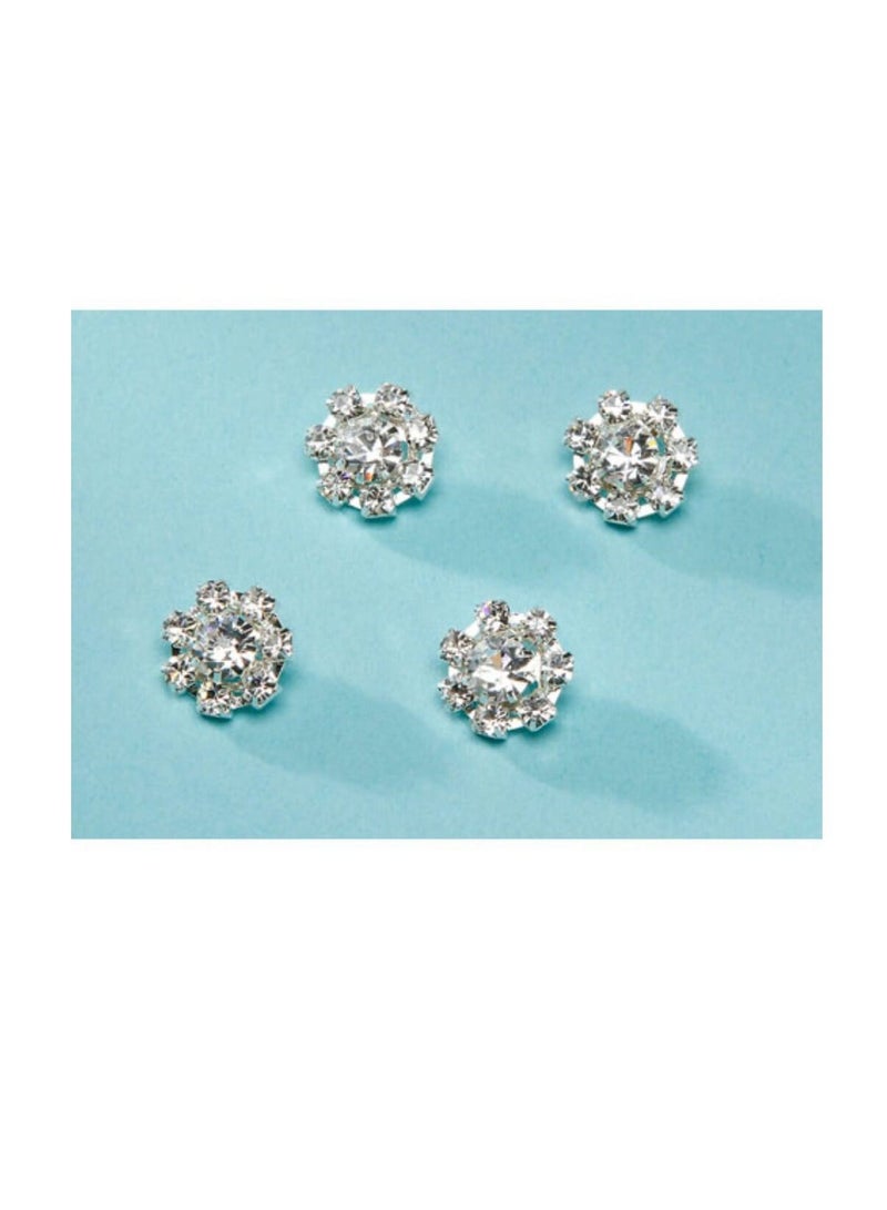 Rhinestone Hair Snaps Flower Silver 1/2 inch - Image 3