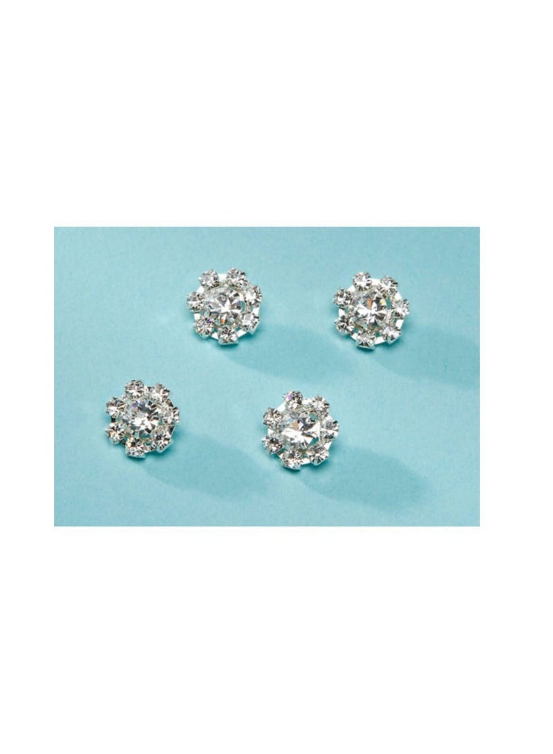 Rhinestone Hair Snaps Flower Silver 1/2 inch - Image 2