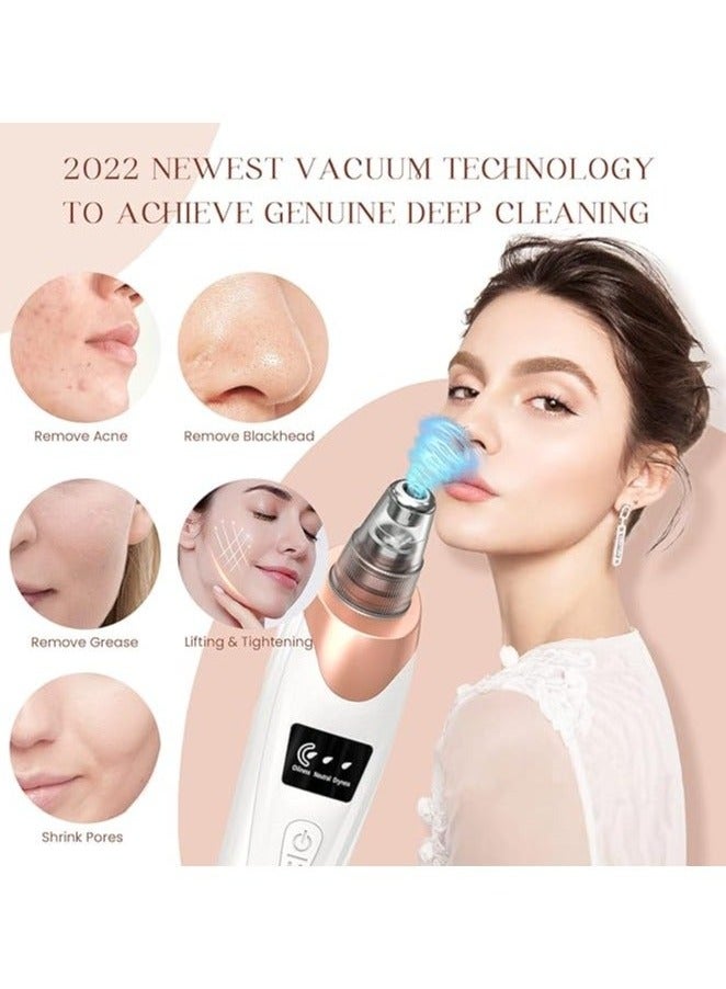 Walpck 2025 Blackhead Remover Pore Vacuum,Facial Pore Cleaner-3 Suction Power,5 Probes,USB Rechargeable Blackhead Vacuum Kit Electric Acne Extractor Tool for Adult (White) - Image 2