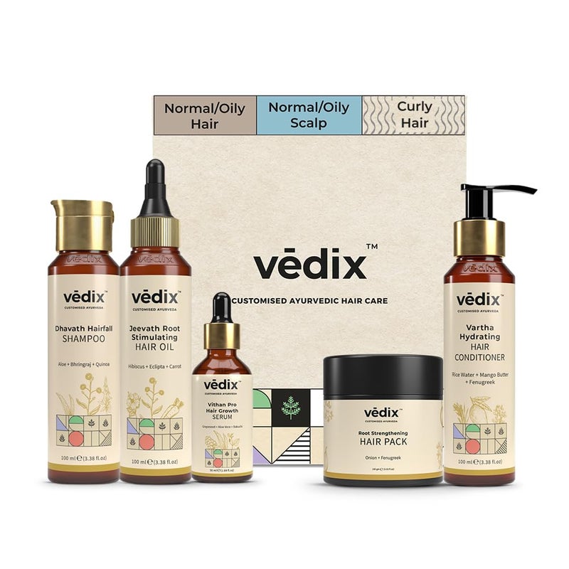 Vedix Customized Ayurvedic Hair Care Kit for Normal  Oily Scalp  Wavy To Curly Hair - Image 1
