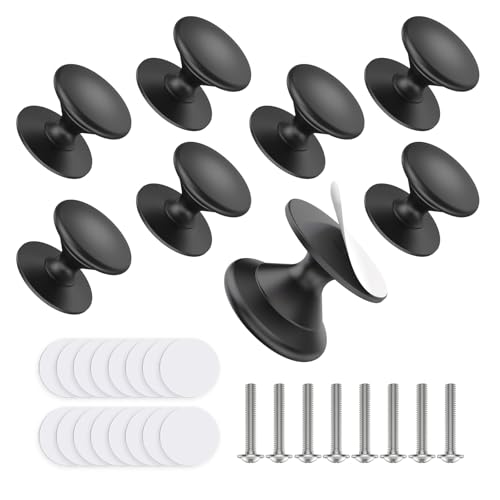 YogePote Self Adhesive Cabinet Knobs Aluminum Alloy SelfStick Drawer Pull Handles for Sliding Glass Door Cabinet Cupboard Dresser Closet Window Stick On NoDrilling Drawer Knobs 8 Black - Image 1