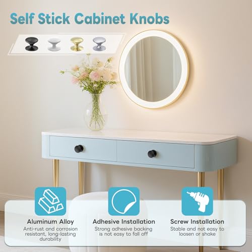 YogePote Self Adhesive Cabinet Knobs Aluminum Alloy SelfStick Drawer Pull Handles for Sliding Glass Door Cabinet Cupboard Dresser Closet Window Stick On NoDrilling Drawer Knobs 8 Black - Image 3