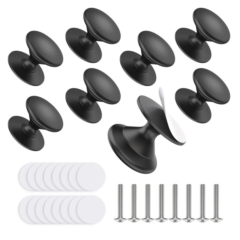 YogePote Self Adhesive Cabinet Knobs Aluminum Alloy SelfStick Drawer Pull Handles for Sliding Glass Door Cabinet Cupboard Dresser Closet Window Stick On NoDrilling Drawer Knobs 8 Black - Image 2