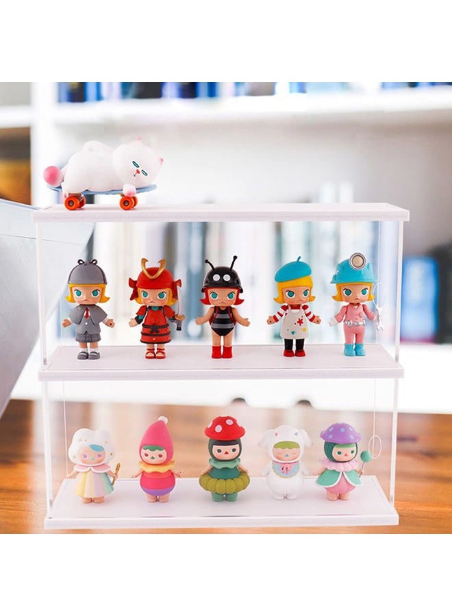 Nynelly 2-Level Clear Acrylic Display Case, Set of 2, Dustproof Showcase for Collection Bricks Blocks Toys Models Minifigures Building, Removable,White - Image 4