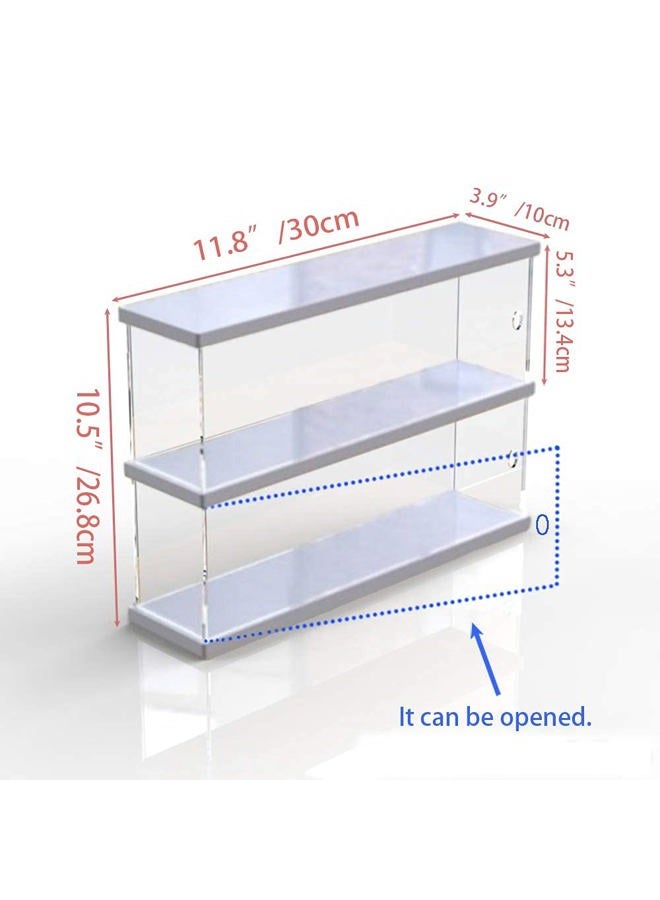 Nynelly 2-Level Clear Acrylic Display Case, Set of 2, Dustproof Showcase for Collection Bricks Blocks Toys Models Minifigures Building, Removable,White - Image 2