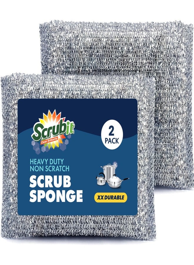 SCRUBIT Scrub Sponges for Kitchen, Non-Scratch Dish Sponges, Heavy Duty Steel Wool Scrubber Sponges Kitchen & Dishes Scrubbers (2) - Image 1