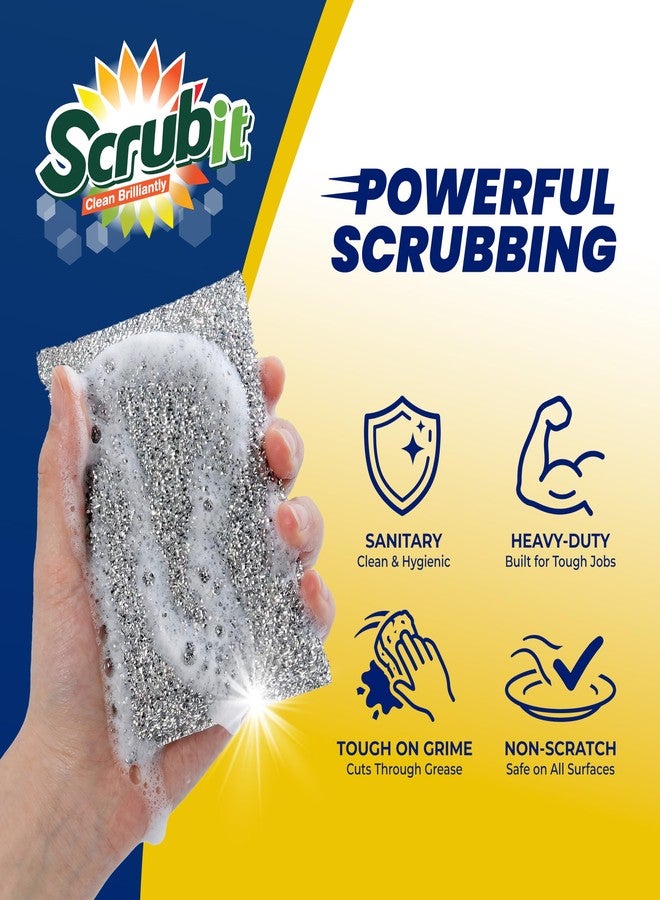 SCRUBIT Scrub Sponges for Kitchen, Non-Scratch Dish Sponges, Heavy Duty Steel Wool Scrubber Sponges Kitchen & Dishes Scrubbers (2) - Image 2