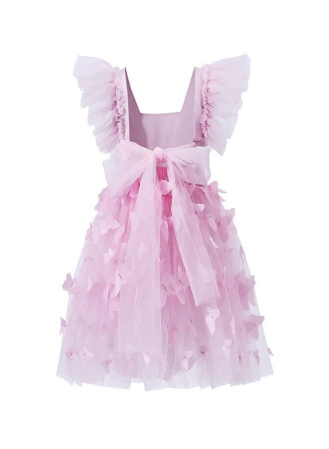 KARETT Baby Girl Romper Ruffled Sleeveless Princess Summer Dress for Birthday Party, Butterfly 6-9 Months - Image 1