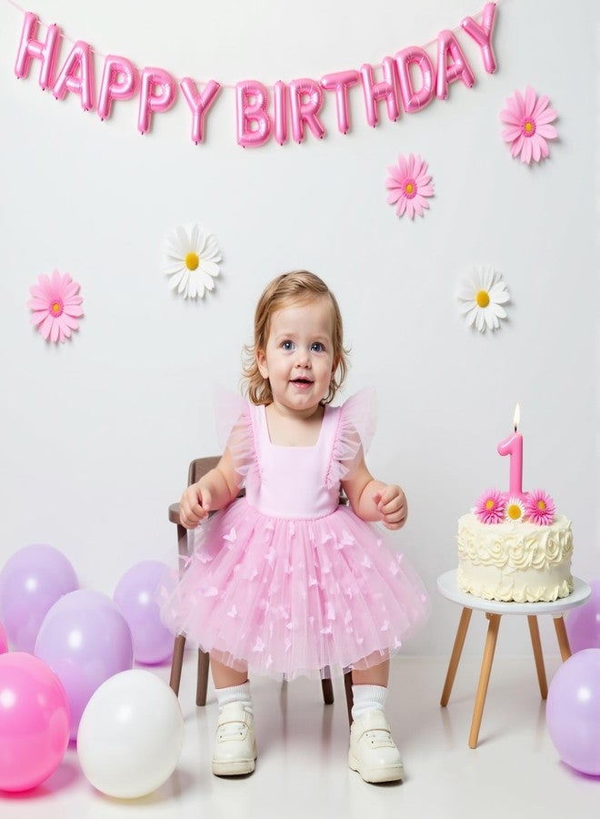 KARETT Baby Girl Romper Ruffled Sleeveless Princess Summer Dress for Birthday Party, Butterfly 6-9 Months - Image 2