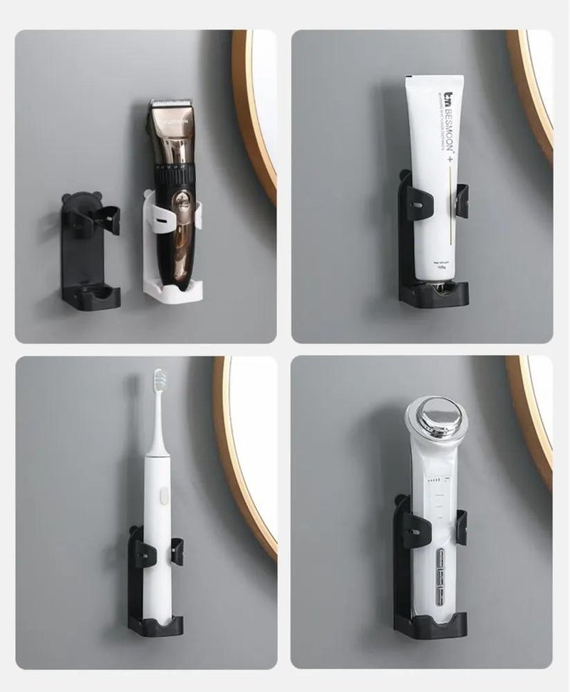 Electric Shaver Holder: Black ABS Plastic, No Drilling Installation - Drainage Hole Design, Electric Brush Holder for Bathroom Countertop Or Wall Mount - Image 5