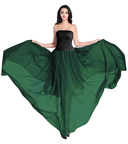 v28 Women Full/Ankle Length Flowy Elastic Retro High Waisted Long Chiffon Maxi Skirt (M,Jungle) - Image 4