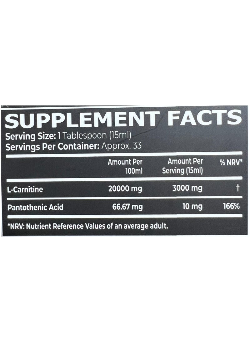 CORE CHAMPS - Core Champs L-Carnitine 500ML Blue Raspberry 33 Servings - Image 1