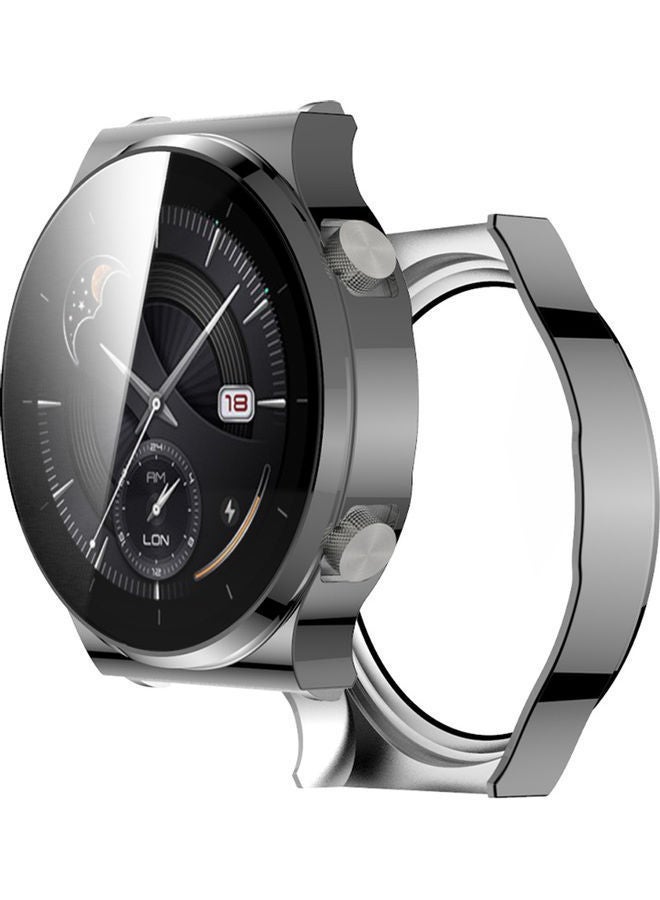 NIBEMINENT Plated Soft Case Cover With Tempered Glass Screen Protector For Huawei Watch GT 2 Pro Grey 