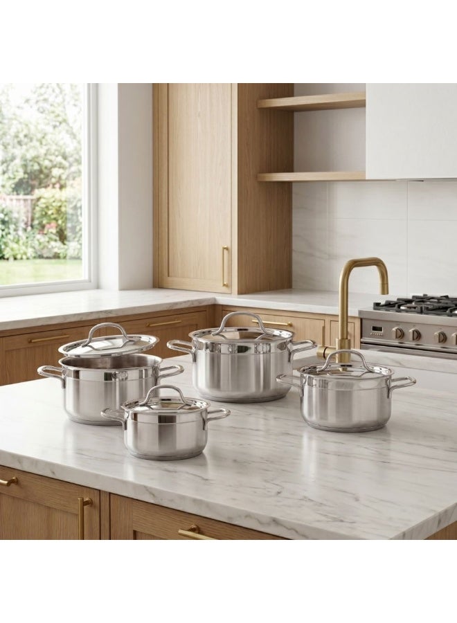 Chef's Delight Alfa 10 Piece Stainless Steel Cookware Set, Multi Colour, Stainless Steel with Stainless Steel 18/10, Cookware Set For Meal Preparation, With 6 Months Warranty - Image 1