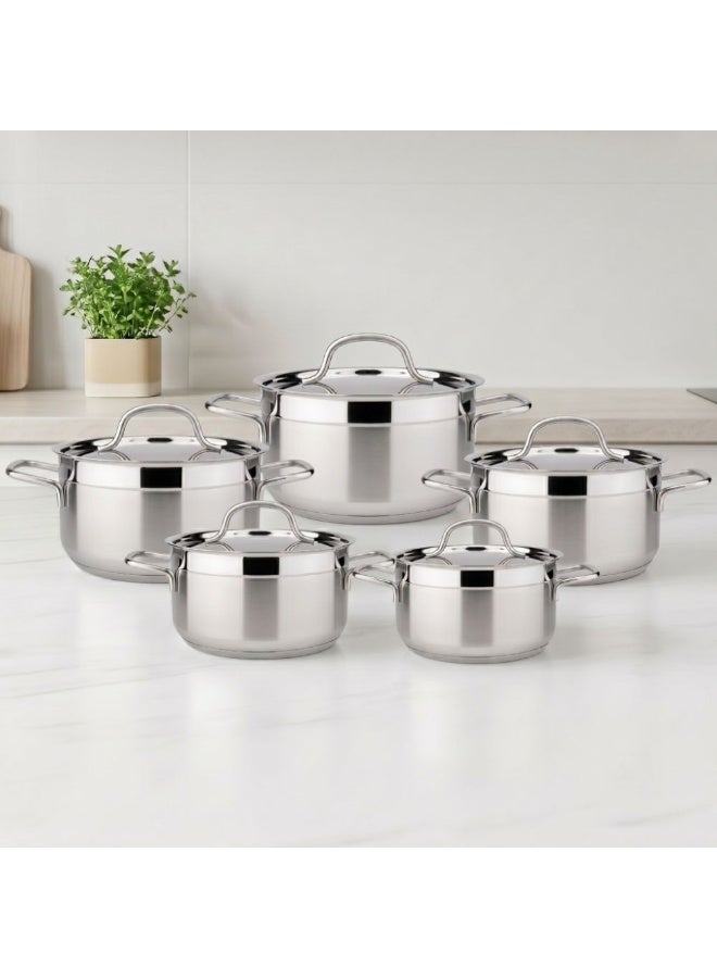 Chef's Delight Alfa 10 Piece Stainless Steel Cookware Set, Multi Colour, Stainless Steel with Stainless Steel 18/10, Cookware Set For Meal Preparation, With 6 Months Warranty - Image 2