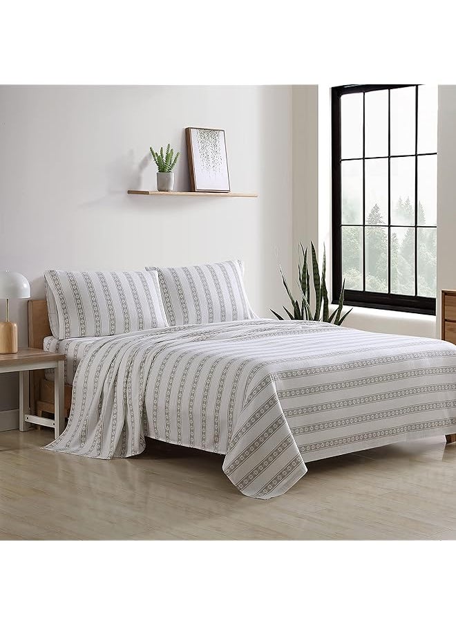 Eddie Bauer King Sheet Set Warm Breathable Cotton Flannel Bedding With Deep Pockets Brushed For Extra Softness Cozy Home Decor Oeko Tex Certified Snowflake Fair Isle King  - Image 2