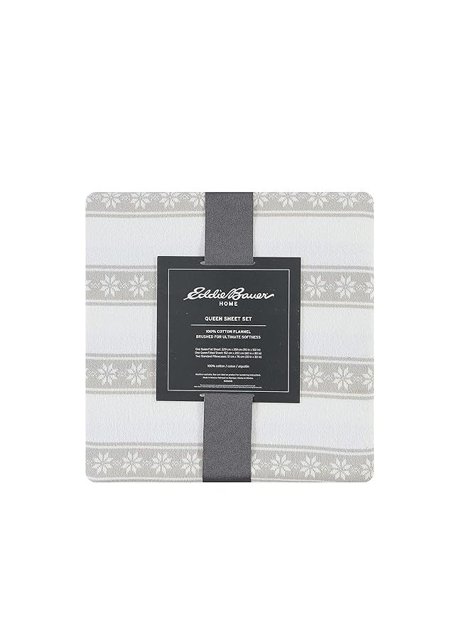 Eddie Bauer King Sheet Set Warm Breathable Cotton Flannel Bedding With Deep Pockets Brushed For Extra Softness Cozy Home Decor Oeko Tex Certified Snowflake Fair Isle King  - Image 5
