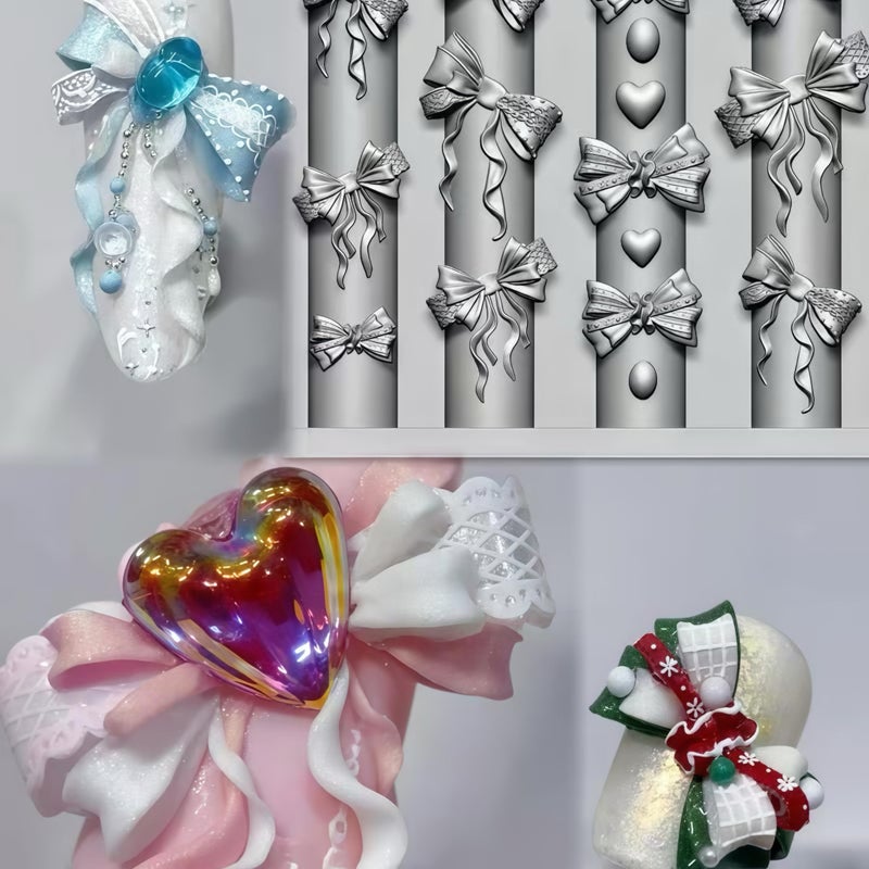 BHCCXZ 3D Gel Nail Art Resin Rosette Molds for Accessories Supplies Bow Knot Silicone Tools Bowtie Nails Mold - Image 3