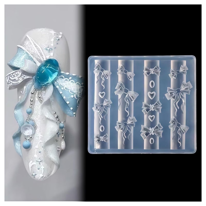BHCCXZ 3D Gel Nail Art Resin Rosette Molds for Accessories Supplies Bow Knot Silicone Tools Bowtie Nails Mold - Image 1
