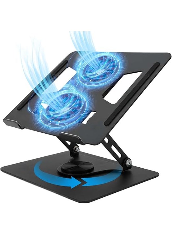 Laptop Cooling Stand – Ultra-Quiet Adjustable Laptop Cooler with 2 Fans & 360° Rotating Base for Daily Use - Image 1