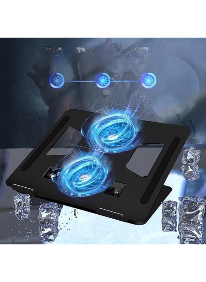 Laptop Cooling Stand – Ultra-Quiet Adjustable Laptop Cooler with 2 Fans & 360° Rotating Base for Daily Use - Image 3