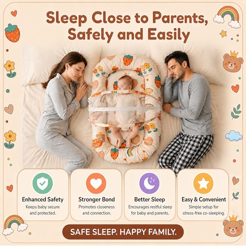 StarAndDaisy 3 in 1 Baby Nest Mosquito net for Sleeping - Newborn, Mosquito net for Baby/Soft and Comfortable Bed, Washable Cotton Design for 0-12 Months Baby (Rainbow Print) - Image 5