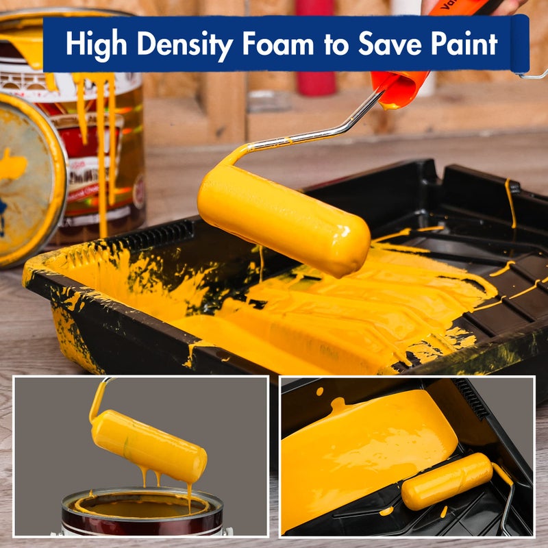 WORKPRO 12-Pack Foam Paint Roller 4 inch  Small Paint Roller Kit  Mini Paint Roller for Painting Walls  Cabinets  Doors  Fences  etc. - Image 3