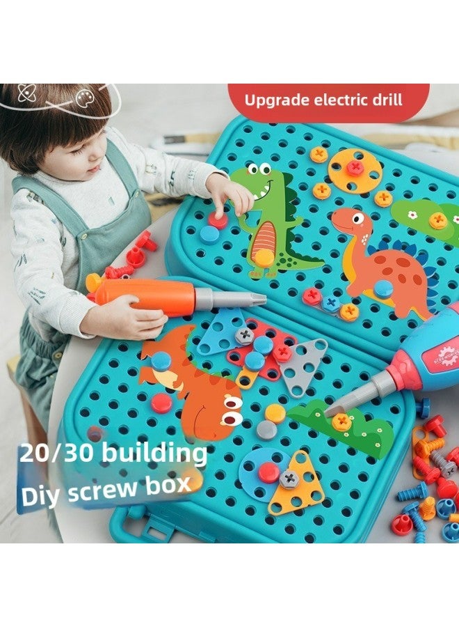 Simulation Repair Toolbox Assembly Disassembly Assembly Screw Screwdriver Electric Drill DIY Repair Screw Children's Toys-Colors:[cartoon Unicorn] Electric Drill Three-dimensional Puzzle (284CPS)  - Image 2