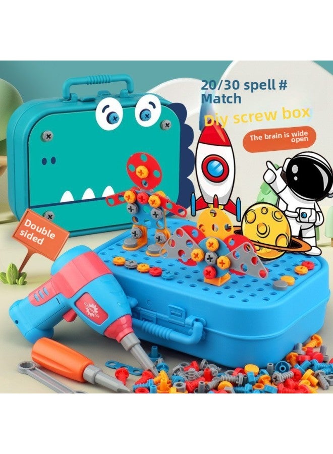 Simulation Repair Toolbox Assembly Disassembly Assembly Screw Screwdriver Electric Drill DIY Repair Screw Children's Toys-Colors:[cartoon Unicorn] Electric Drill Three-dimensional Puzzle (284CPS)  - Image 3