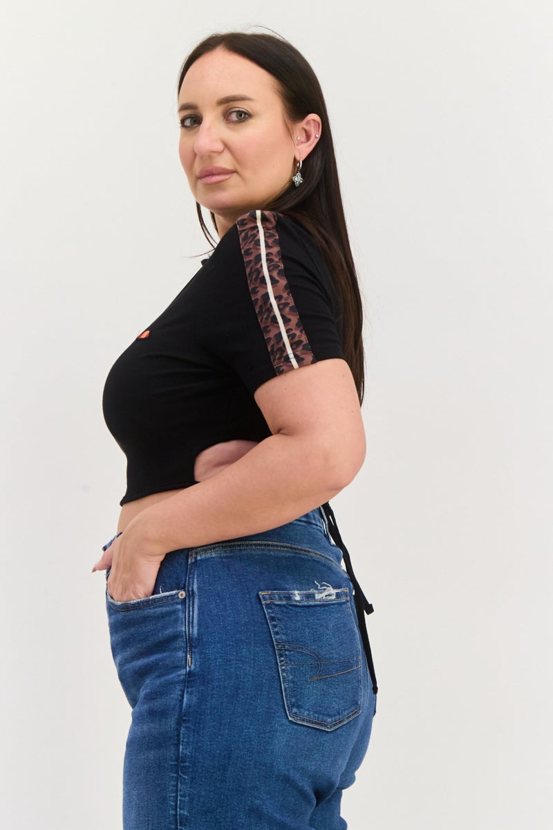 Ellesse Women Crew Neck Short Sleeves  Brand Logo Top, Black - Image 2