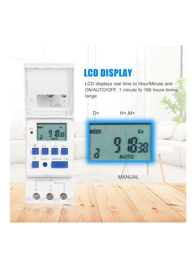 NIBEMINENT THC15A Programmable Time Switch Relay Control Digital Timer White/Blue  - Image 5