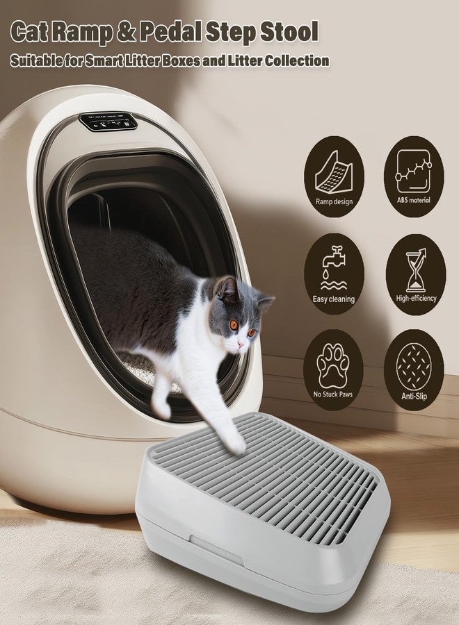Midollarle Cat Ramp for Litter Box, Cat Pedal Step Stool with Filter Function, Double Layered Cats Litter Trapper Washable Easy Cleaning Kitty Litter Mat Suitable for Small & Elderly Cats(Grey) - Image 2