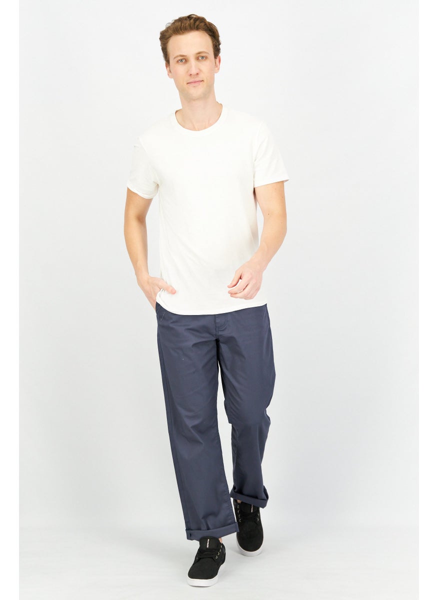 Celio - Men Loose Fit Solid Non Stretch Chino Pants, Slate Blue - Image 1