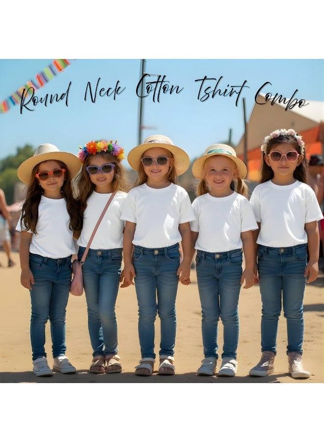 PRINTSHOP4ME Pack Of 5 Girls T-Shirts – Soft Cotton Round Neck Short Sleeve Tees For Daily Wear – Comfortable Fit For School,Daily Use,Outdoor Play, Weekend Trips And Travel - Image 4
