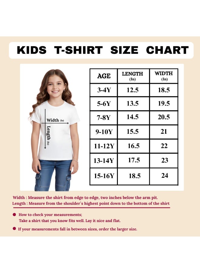 PRINTSHOP4ME Pack Of 5 Girls T-Shirts – Soft Cotton Round Neck Short Sleeve Tees For Daily Wear – Comfortable Fit For School,Daily Use,Outdoor Play, Weekend Trips And Travel - Image 3