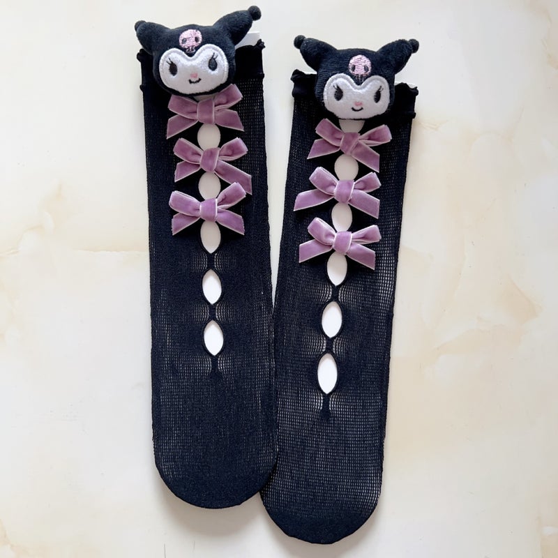 Children'S Lace Bow Socks Baby Mid-Length Socks Cute Western Style Girls Lolita Dolup Socks - Image 1