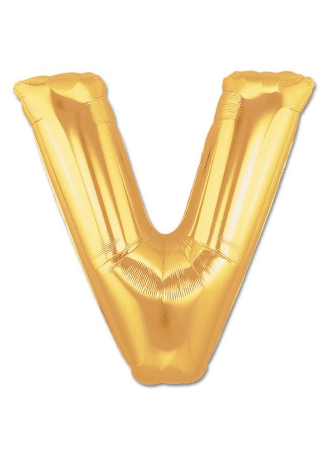 Balloonistics Balloonisctics Gold Balloon Alphabets for Party Decoration Choose Alphabets Numbers Make Your Own Custom Phrase for Party with 16 inch Golden Color Foil Letters & Numbers (Alphabet V)  - Image 1