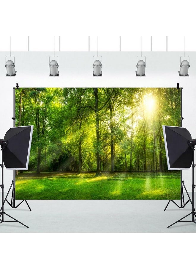 Leowefowa 8X6Ft Spring Backdrop Jungle Forest Trees Backdrops For Photography Sunshine Rays Green Grassland Nature Outdoor Vinyl Photo Background Kids Adults Studio Props  - Image 3