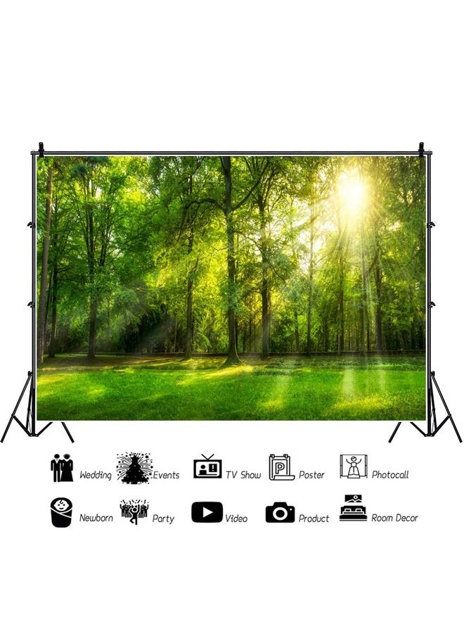 Leowefowa 8X6Ft Spring Backdrop Jungle Forest Trees Backdrops For Photography Sunshine Rays Green Grassland Nature Outdoor Vinyl Photo Background Kids Adults Studio Props  - Image 4