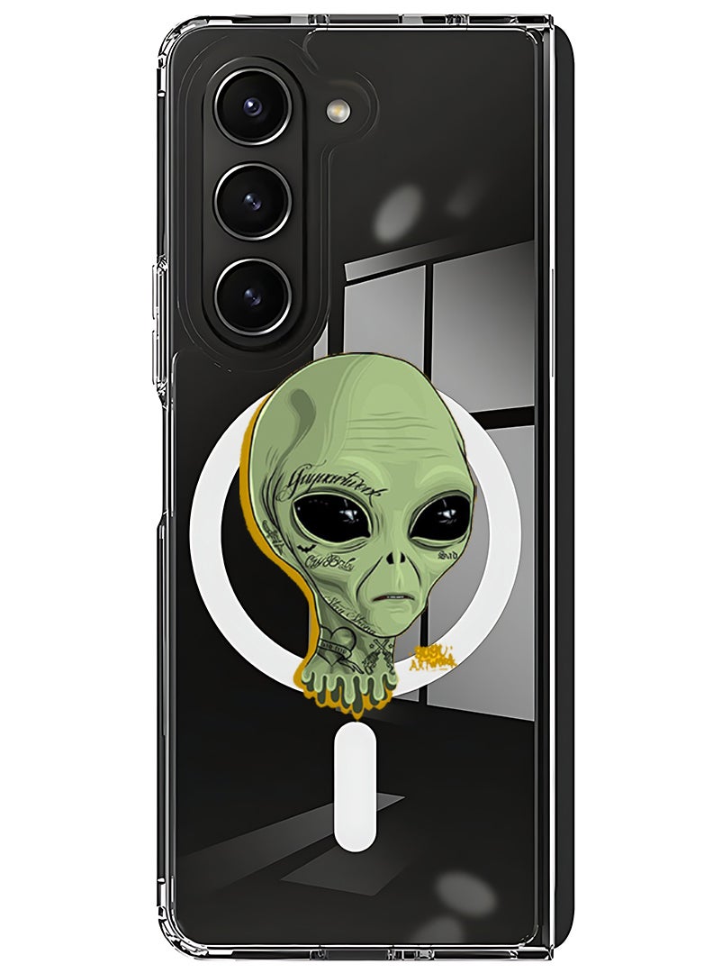 Theodor Magnetic Case for Samsung Galaxy Z Fold 5 Compatible with MagSafe Wireless Charging, Shockproof Phone Bumper Cover alien - Image 1